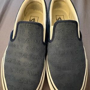 Vans Navy Suede Slip-On Loafers with Embossed Detail